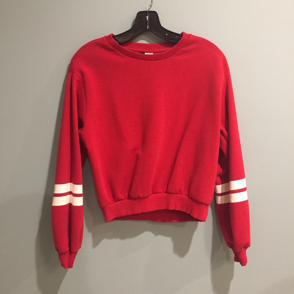 Red h&m pullover sweatshirt